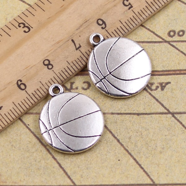 10pcs Basketball charms pendant 18x21mm antique silver ornament accessories jewelry making DIY handmade craft base material