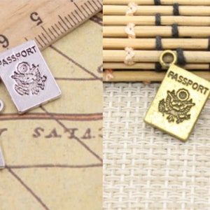20 stuks Paspoortbedels hanger 18 x 14 mm antiek zilver/antiek brons ornament accessoires sieraden maken DIY handgemaakt ambachtelijk basismateriaal