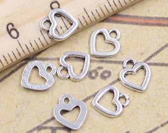 100pcs Peach heart charms Love pendant 8x6mm antique silver ornament accessories jewelry making DIY handmade craft base material