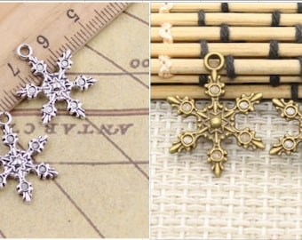 30pcs Snowflake charms pendant 23x17mm Antique silver/Antique bronze jewelry accessories jewelry making DIY handmade craft base material