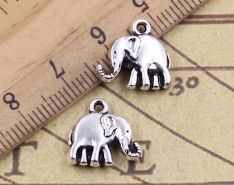 30pcs elephants charms pendant 14*14mm  antique silver jewelry accessories jewelry making DIY handmade craft