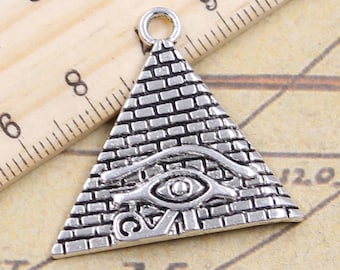 10 Stück Pyramide Auge des Horus Charme Anhänger 30x31mm antikem Silber Ornament Zubehör Schmuckherstellung DIY Handarbeit Basismaterial