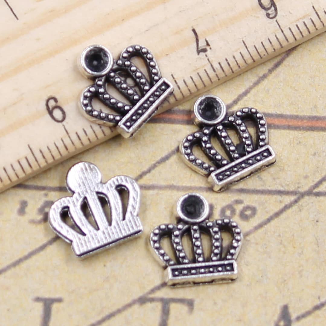 50pcs Crowns Charms Pendant 12x12mm Antique Silver Ornament Etsy