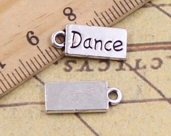 30pcs "Dance"suit tiles charms pendant 7x17mm antique silver ornament accessories jewelry making DIY handmade craft base material