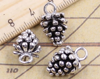 10 pièces pendentif à breloques pomme de pin 19x12x11mm antique argent ornement accessoires fabrication de bijoux bricolage fait main artisanat matériau de base