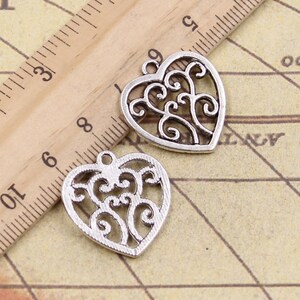 20pcs Peach heart love charms pendant 22x21mm antique silver ornament accessories jewelry making DIY handmade craft base material