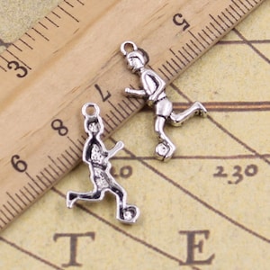 50pcs Football player charms pendant 23x13mm antique silver jewelry charms jewelry making DIY handmade craft