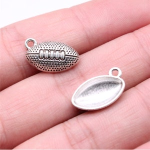 30pcs Rugby charms American football pendant 17x10mm antique silver ornament accessories jewelry making DIY handmade craft base material