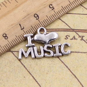 10stk Ich liebe Musik Charms Anhänger 16 x 28 mm Antik Silber Ornament Zubehör Schmuckherstellung DIY Handarbeit Basismaterial