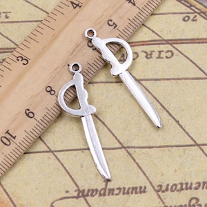 30pcs Sword charms pendant 39x10mm antique silver ornament accessories jewelry making DIY handmade craft base material