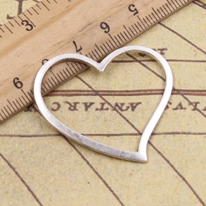 20pcs Peach hearts charms 39x35mm antique silver ornament accessories jewelry making DIY handmade craft base material