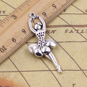 10pcs Ballet dancers charms pendant 51x20mm antique silver ornament accessories jewelry making DIY handmade craft base material