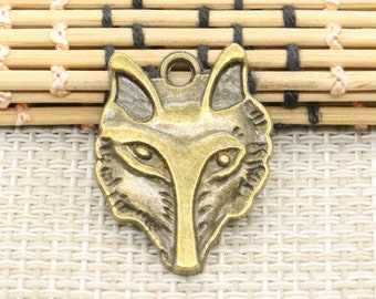 10 Stück Wolf Charms Anhänger 31x24mm Antik Bronze Ornament Zubehör Schmuckherstellung DIY Handmade Craft Basismaterial