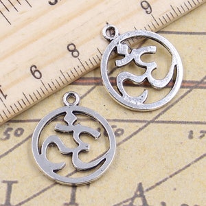 40 colgantes de yoga de 22 x 19 mm, adornos de plata antigua, accesorios para hacer joyas, material artesanal para manualidades.