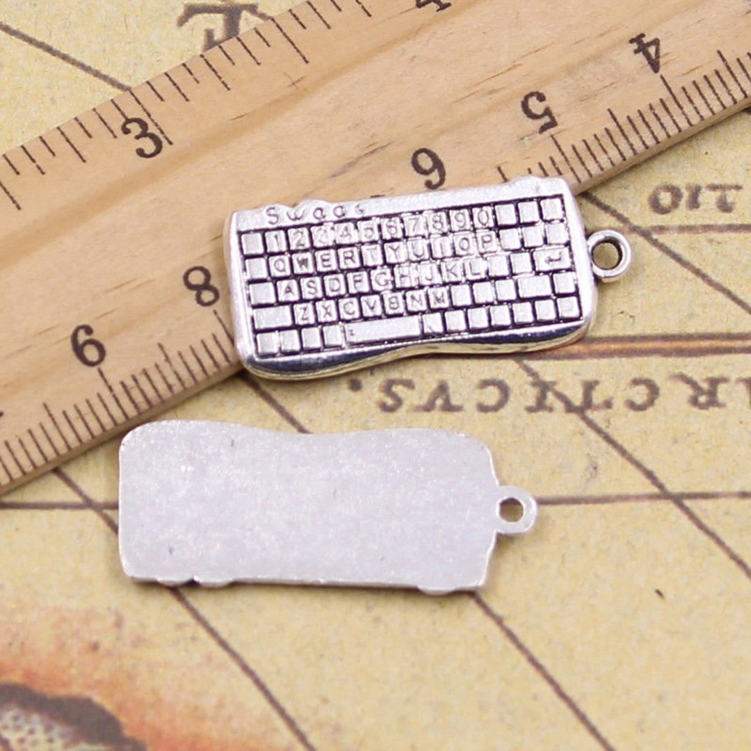 10pcs Computer Keyboards Pendant Charms 14x31mm Antique Silver Jewelry ...