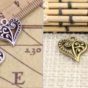 30pcs Peach heart charms pendant 15x14mm antique silver/antique bronze ornament accessories jewelry making DIY handmade craft base material