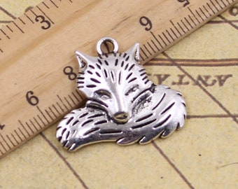 5pcs fox charms pendant 24x28mm antique silver ornament accessories jewelry making DIY handmade craft base material