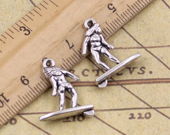 20pcs surfing charms pendant 21x18mm antique silver ornament accessories jewelry making DIY handmade craft base material
