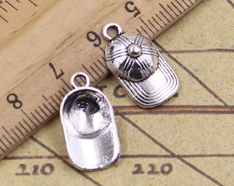 30pcs Ball cap charms pendant 20x10mm antique silver jewelry charms jewelry making DIY handmade craft base material