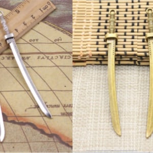 5pcs Samurai sword charms pendant Katana charms 107x10mm antique silver/antique bronze ornament accessories jewelry making DIY base material