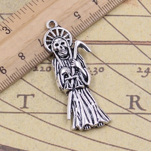 10stk Santa Muerte Charms Anhänger 51 x 19 mm Antik Silber Ornament Zubehör Schmuckherstellung DIY Handarbeit Basismaterial