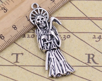 10pcs Santa Muerte charms pendant 51x19mm antique silver ornament accessories jewelry making DIY handmade craft base material