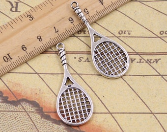 10 Stück Tennisschläger Charms Anhänger 48x19mm Antik Silber Ornament Zubehör Schmuckherstellung DIY handgemachtes Bastelmaterial