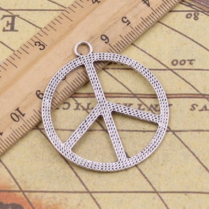 10pcs Peace Symbol charms pendant 42mm antique silver jewelry charms jewelry making DIY handmade craft image 2