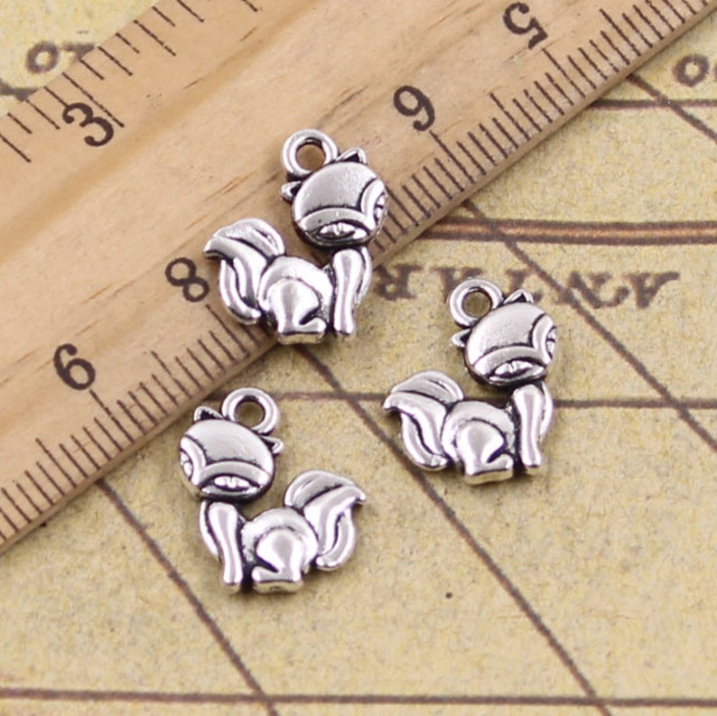 50pcs Fox charms pendant 15x14mm antique silver ornament accessories jewelry making DIY handmade craft base material Antique silver