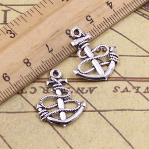 50pcs ship&#39;s anchor with ropes charms pendant 24x19mm antique silver ornament accessories jewelry making DIY handmade craft base material