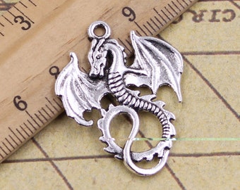 10pcs Dragon charms pendant 34x26mm antique silver jewelry charms jewelry making DIY handmade craft