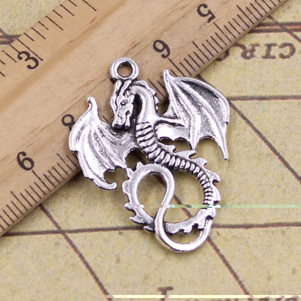 10pcs Dragon charms pendant 34x26mm antique silver jewelry charms jewelry making DIY handmade craft