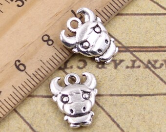 30pcs Cattle charms pendant 12x15mm antique silver ornament accessories jewelry making DIY handmade craft base material