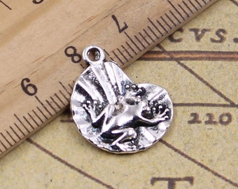 30pcs The frog lying on the lotus leaf charms pendant 18X17mm antique silver ornament accessories jewelry making DIY craft base