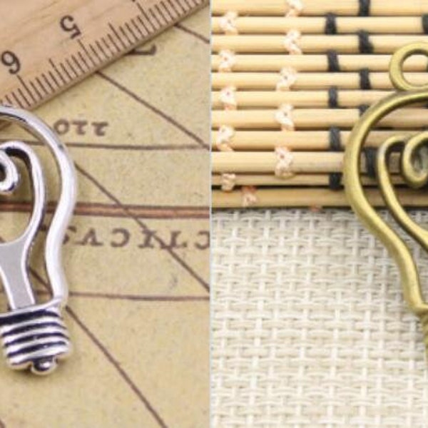 5pcs lamp bulb charms pendant 46x24mm antique silver/antique bronze ornament accessories jewelry making DIY handmade craft material