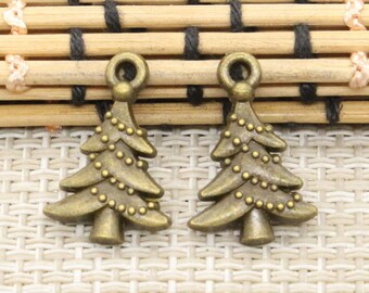 30pcs Christmas tree charms pendant 21x14mm Antique bronze/Antique silver ornament accessories jewelry making handmade craft base material