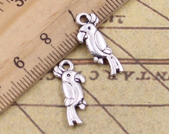 50pcs Parrot charms pendant 20mm antique silver ornament accessories jewelry making DIY handmade craft base material