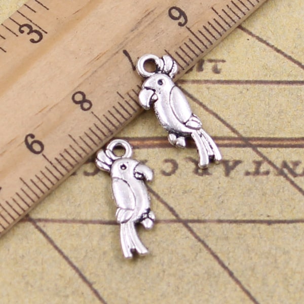 50pcs Parrot charms pendant 20mm antique silver ornament accessories jewelry making DIY handmade craft base material