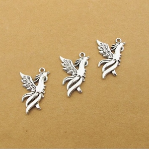 10pcs Phoenix charms pendant 35x22mm Antique silver ornament accessories jewelry making DIY handmade craft base material