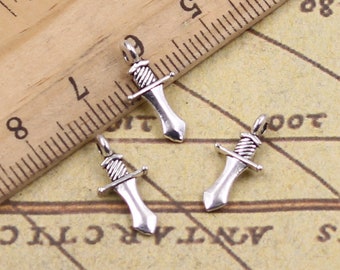 100pcs Daggers charms pendant 16x8mm antique silver ornament accessories jewelry making DIY handmade craft base material