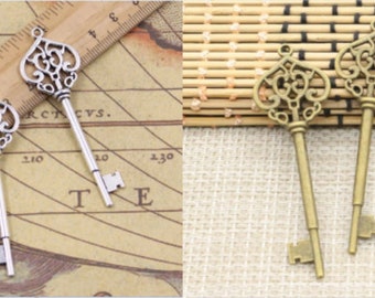 10pcs Key charms pendant 22x69mm antique silver/antique bronze jewelry accessories jewelry making DIY handmade craft