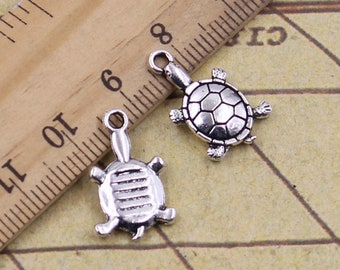 30pcs Tortoise charms pendant 18x11mm antique silver ornament accessories jewelry making DIY handmade craft base material