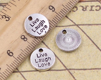 50pcs Letter "live laugh love" hanging tag charms pendant 12mm antique silver jewelry accessories jewelry making DIY handmade craft