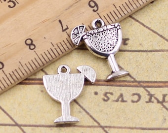 50pcs Cold drink cups pendant charms 17x14mm antique silver ornament accessories jewelry making DIY handmade craft material