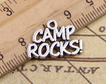 40pcs letter CAMP ROCKS charms pendant 13x21mm antique silver ornament accessories jewelry making DIY handmade craft base material