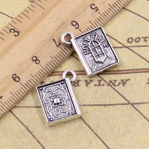 10pcs the Holy Bible charms pendant 13x15mm antique silver ornament accessories jewelry making DIY handmade craft base material