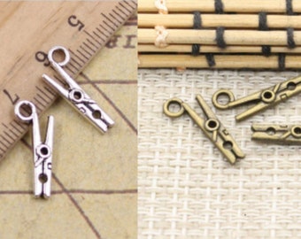 50 Stück Clip Charms Anhänger 18x8mm Antik Silber / Antik Bronze Ornament Zubehör Schmuckherstellung DIY Handmade Craft Basismaterial