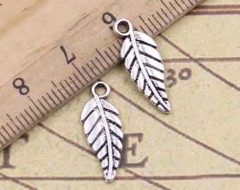 50pcs leaves charms pendant 20x7mm antique silver ornament accessories jewelry making DIY handmade craft base material