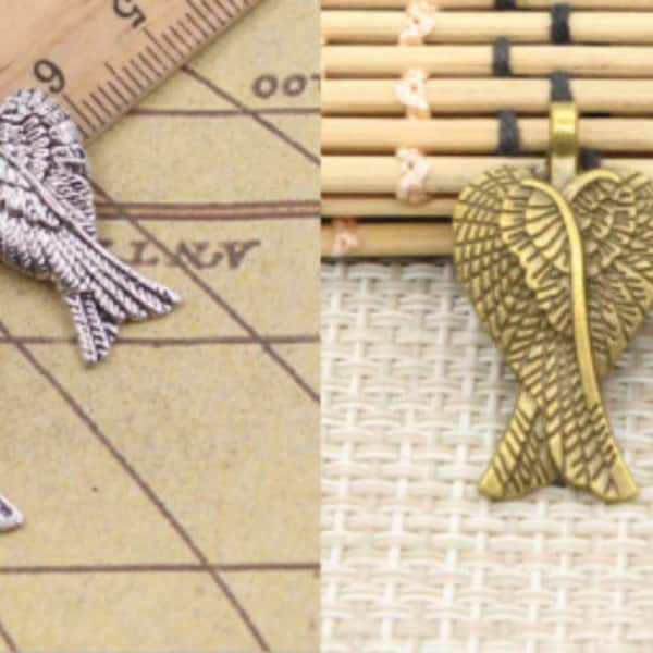 30pcs Angel wings charms pendant 27x15mm antique silver/antique bronze ornament accessories jewelry making DIY handmade craft base material