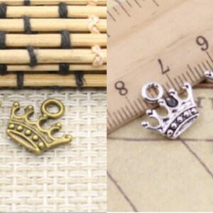 50pcs Crown charms pendant 13x14mm Antique bronze/Antique silver ornament accessories jewelry making DIY Handmade Craft base material